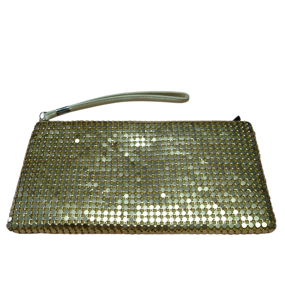 Charming Charlie RSVP Gold Fabric Mesh Bracelet Wristlet Purse Clutch Formal